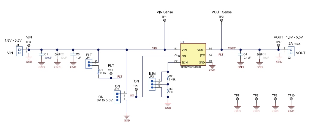 Schema - Texas Instruments Modulo di valutazione TPS22950LEVM